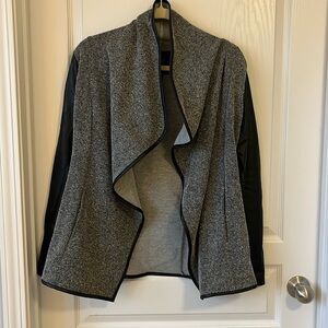 Jack by BB Dakota Gray Black Faux Leather Open Front Jacket Size Small